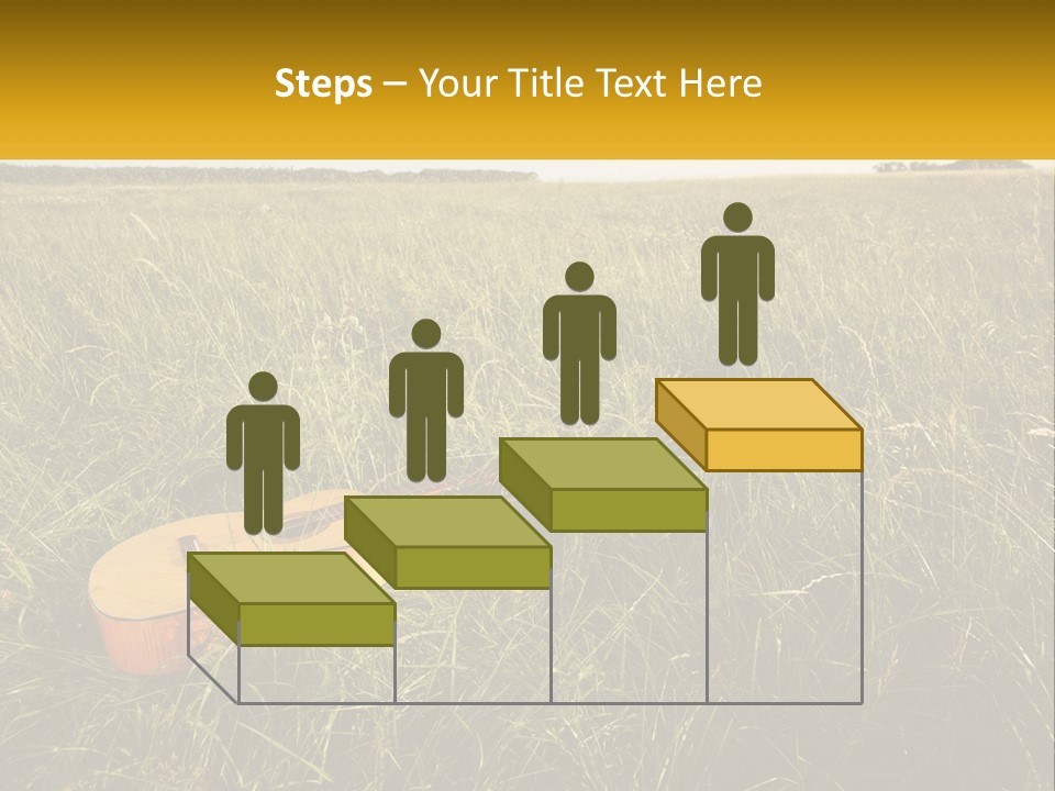A Guitar In A Field Of Tall Grass PowerPoint Template