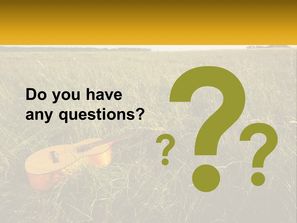 A Guitar In A Field Of Tall Grass PowerPoint Template
