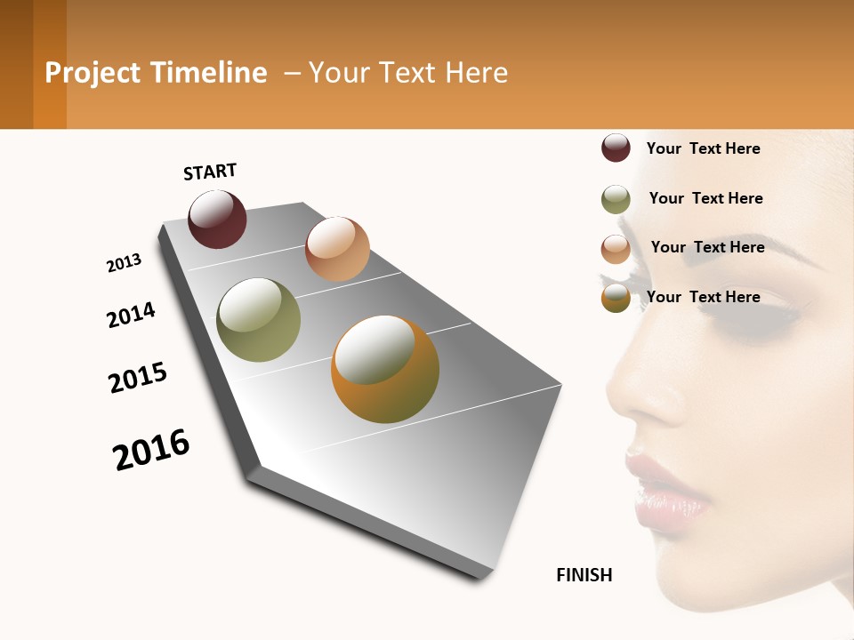 A Beautiful Woman With Makeup On Her Face PowerPoint Template