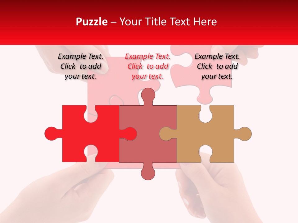 Two Hands Holding A Piece Of A Puzzle PowerPoint Template