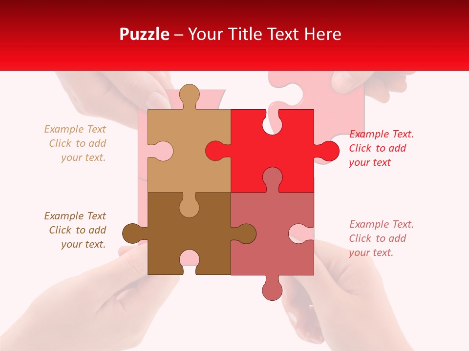 Two Hands Holding A Piece Of A Puzzle PowerPoint Template