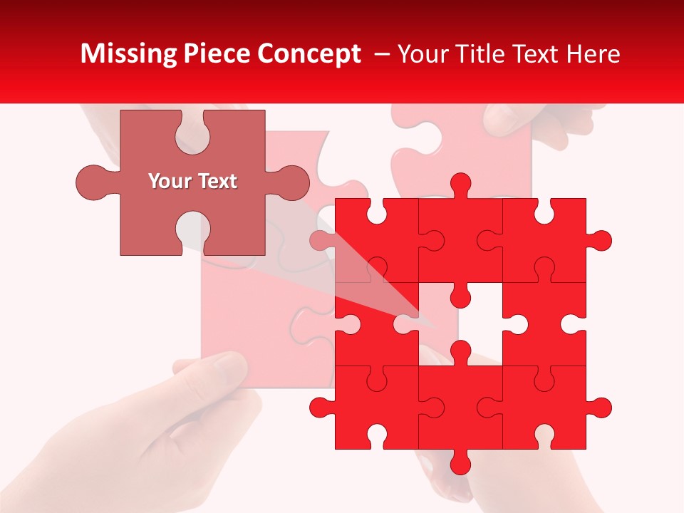 Two Hands Holding A Piece Of A Puzzle PowerPoint Template