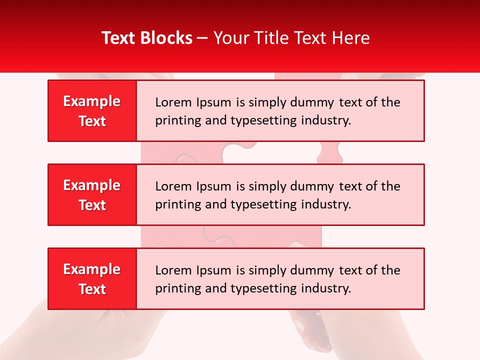 Two Hands Holding A Piece Of A Puzzle PowerPoint Template
