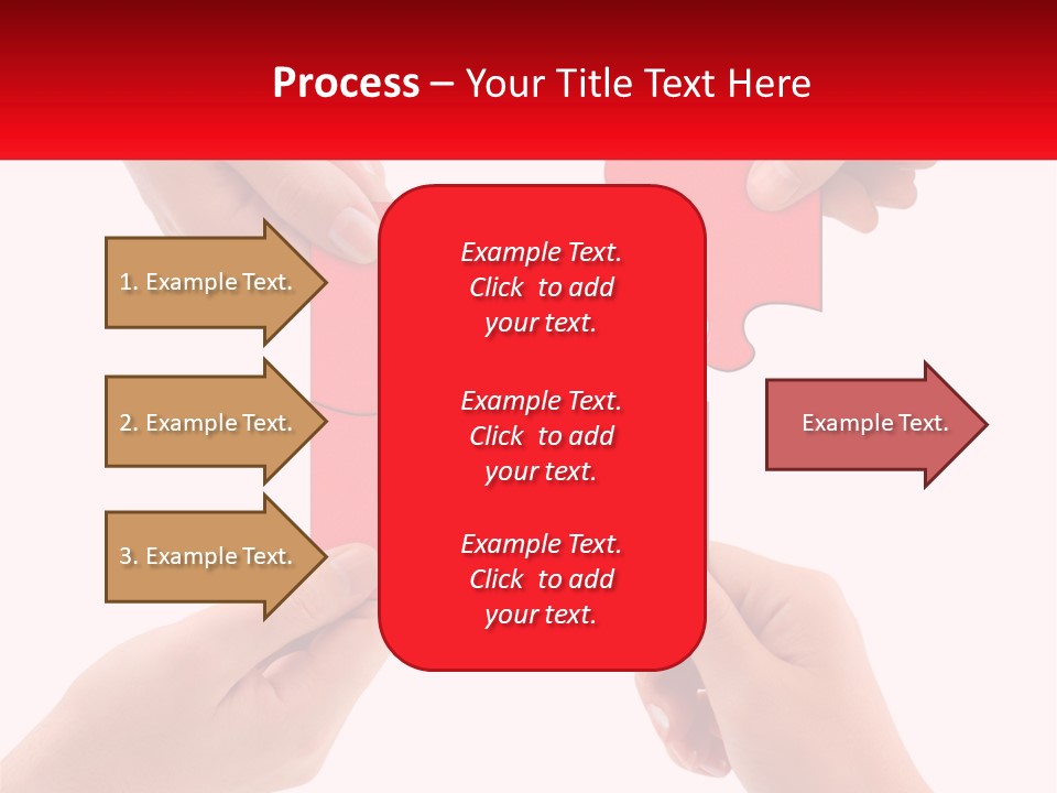 Two Hands Holding A Piece Of A Puzzle PowerPoint Template