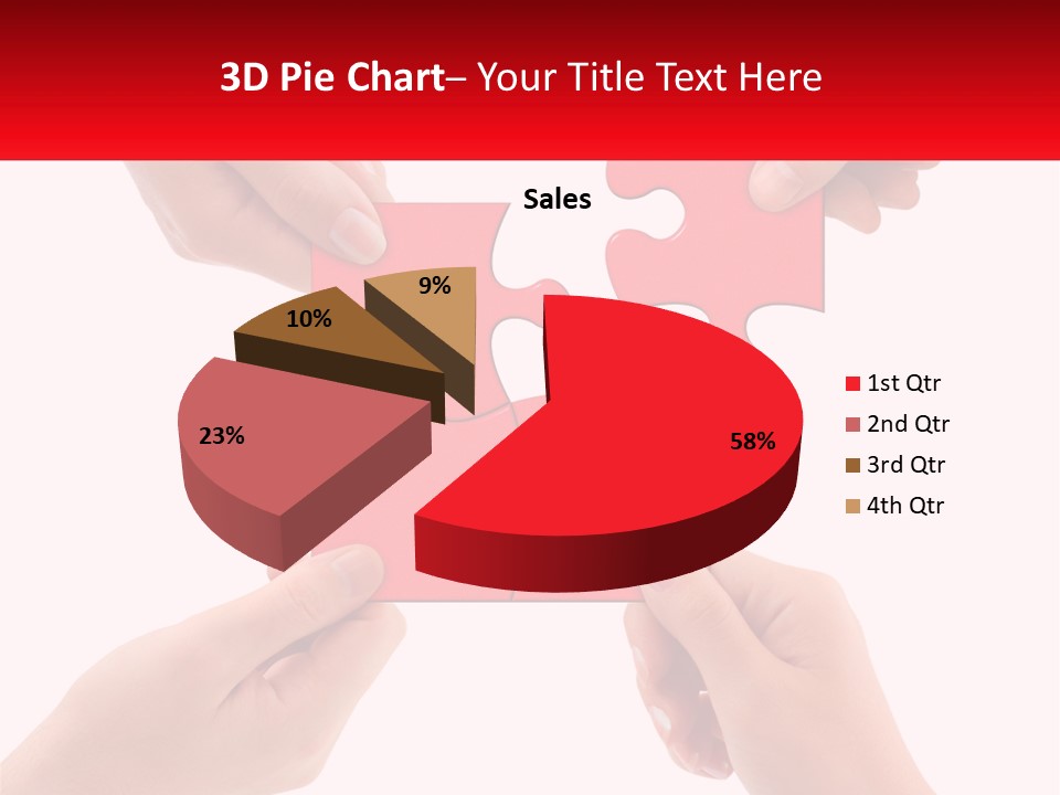 Two Hands Holding A Piece Of A Puzzle PowerPoint Template