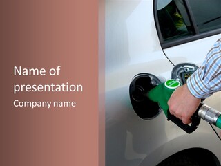 A Man Is Pumping Gas Into His Car PowerPoint Template