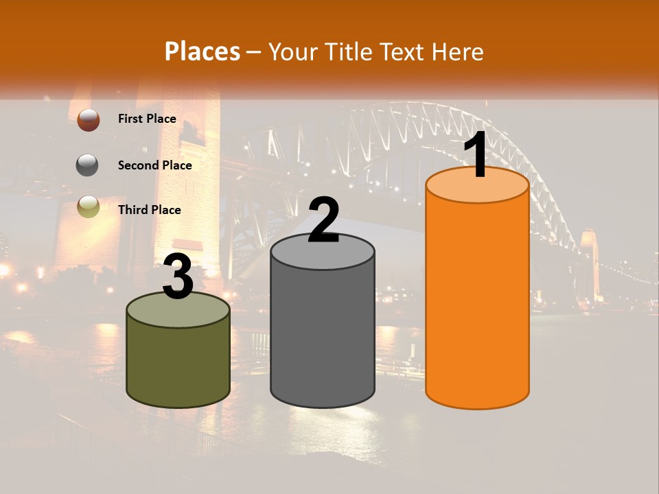 A Bridge Over A Body Of Water At Night PowerPoint Template