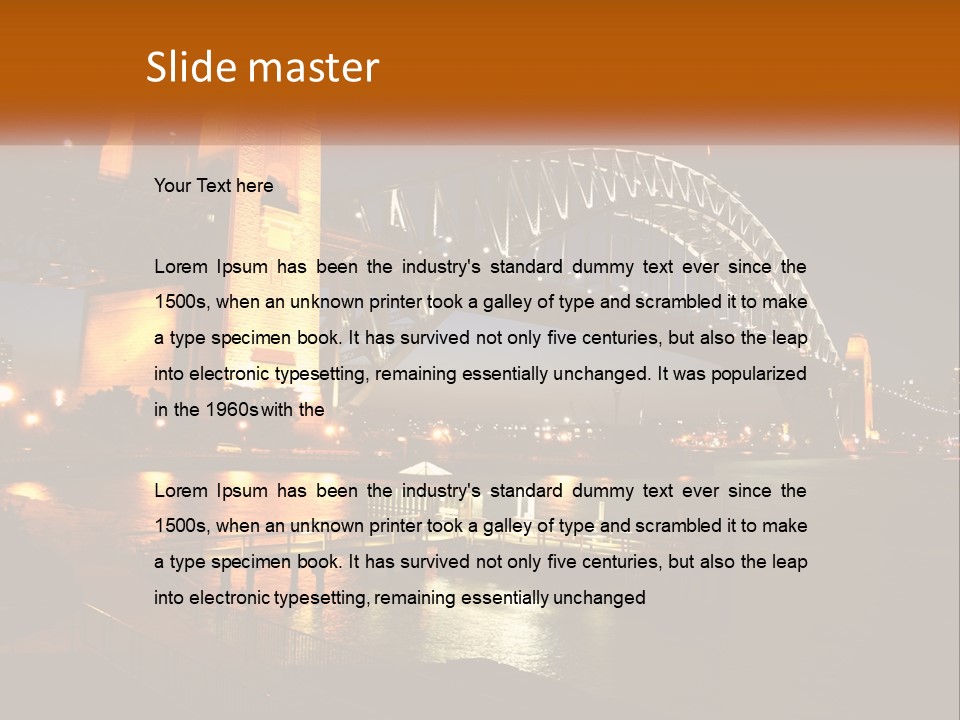 A Bridge Over A Body Of Water At Night PowerPoint Template