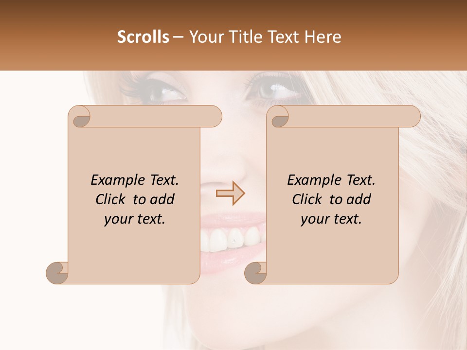 A Beautiful Blond Woman Smiling With A White Background PowerPoint Template