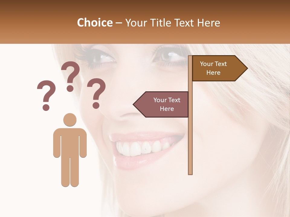 A Beautiful Blond Woman Smiling With A White Background PowerPoint Template