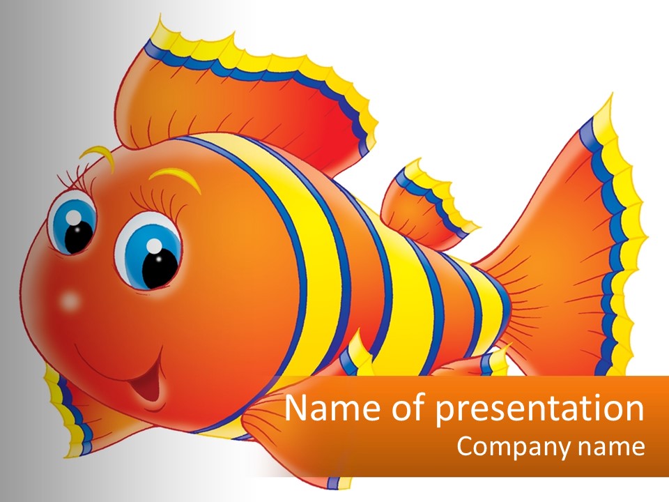 A Cartoon Fish With A Yellow And Blue Stripe On It's Body PowerPoint Template