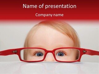 A Baby Wearing Glasses With The Words Name Of Presentation On It PowerPoint Template