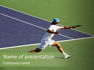 A Tennis Player In Action On The Court PowerPoint Template