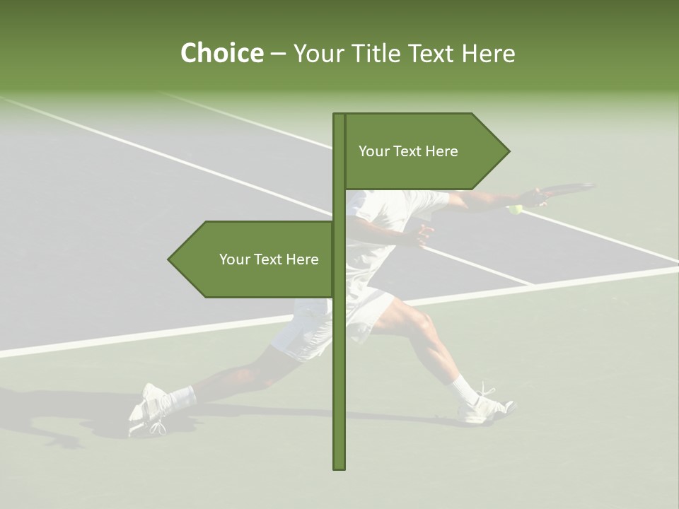 A Tennis Player In Action On The Court PowerPoint Template