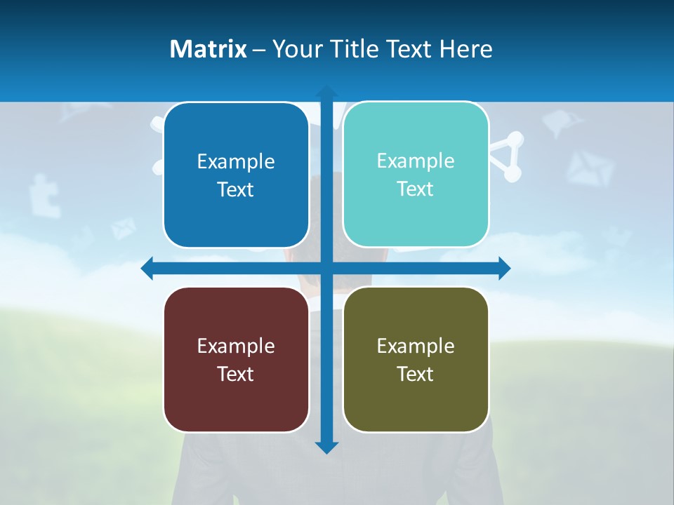 A Man In A Suit Looking At A Cloud Filled With Icons PowerPoint Template