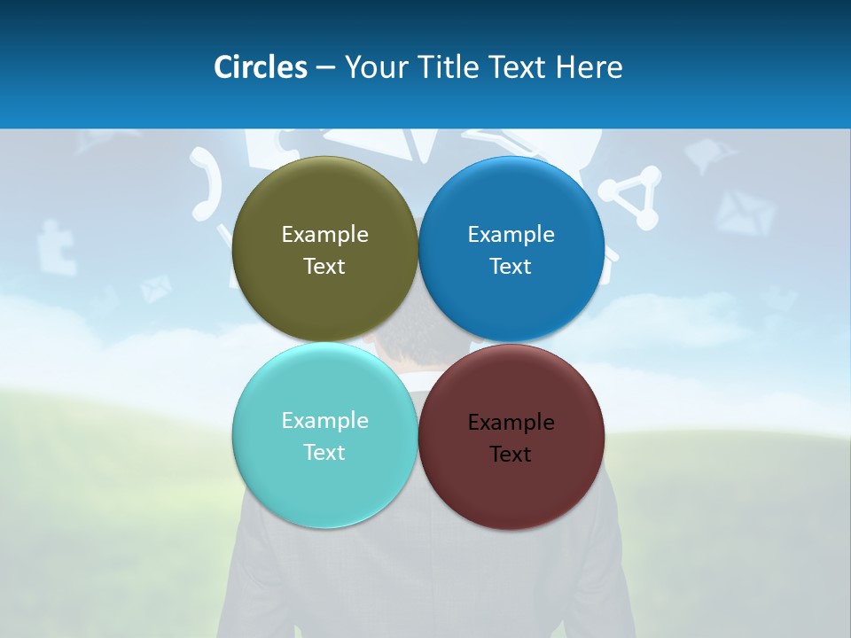 A Man In A Suit Looking At A Cloud Filled With Icons PowerPoint Template