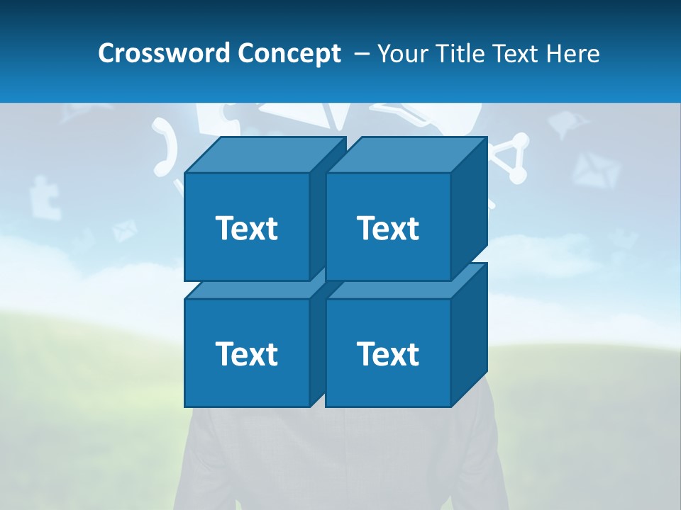 A Man In A Suit Looking At A Cloud Filled With Icons PowerPoint Template