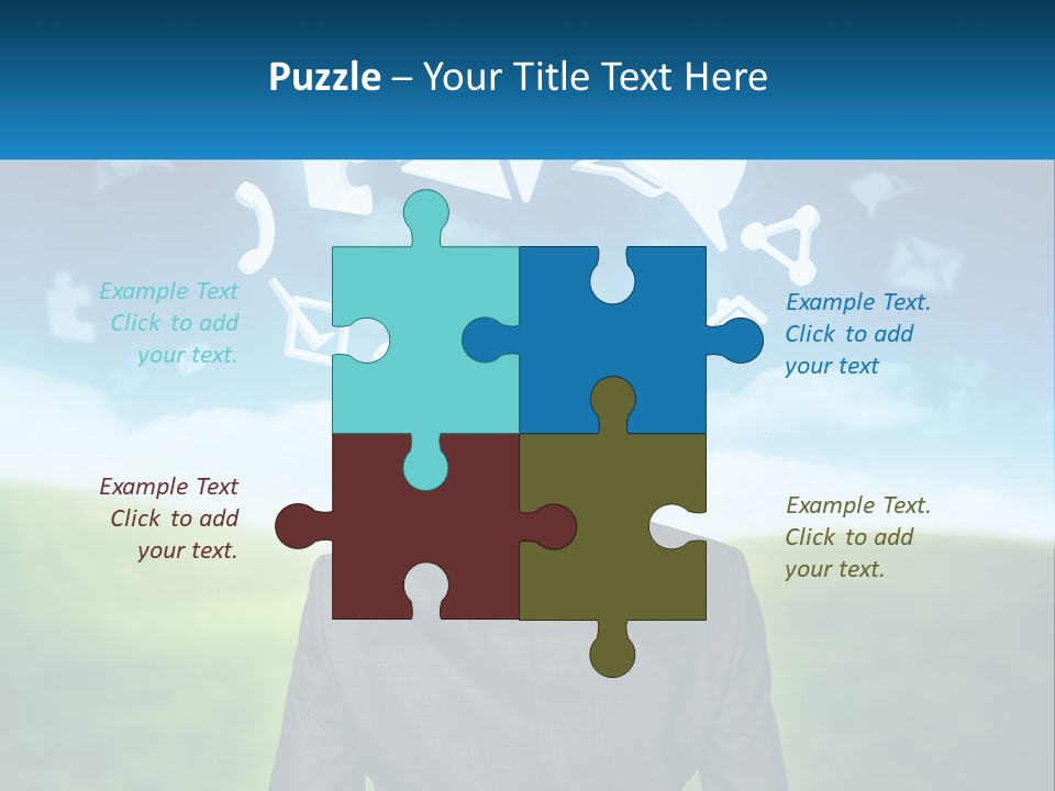 A Man In A Suit Looking At A Cloud Filled With Icons PowerPoint Template