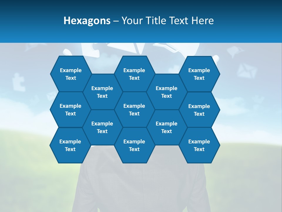 A Man In A Suit Looking At A Cloud Filled With Icons PowerPoint Template