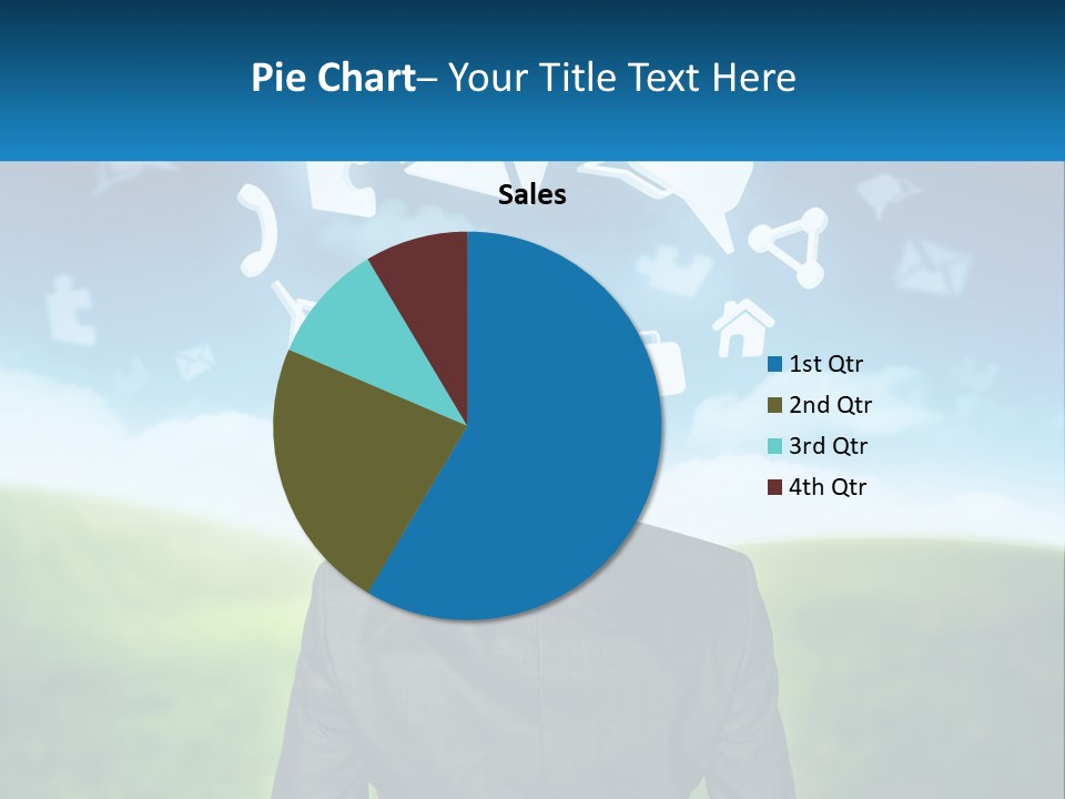 A Man In A Suit Looking At A Cloud Filled With Icons PowerPoint Template