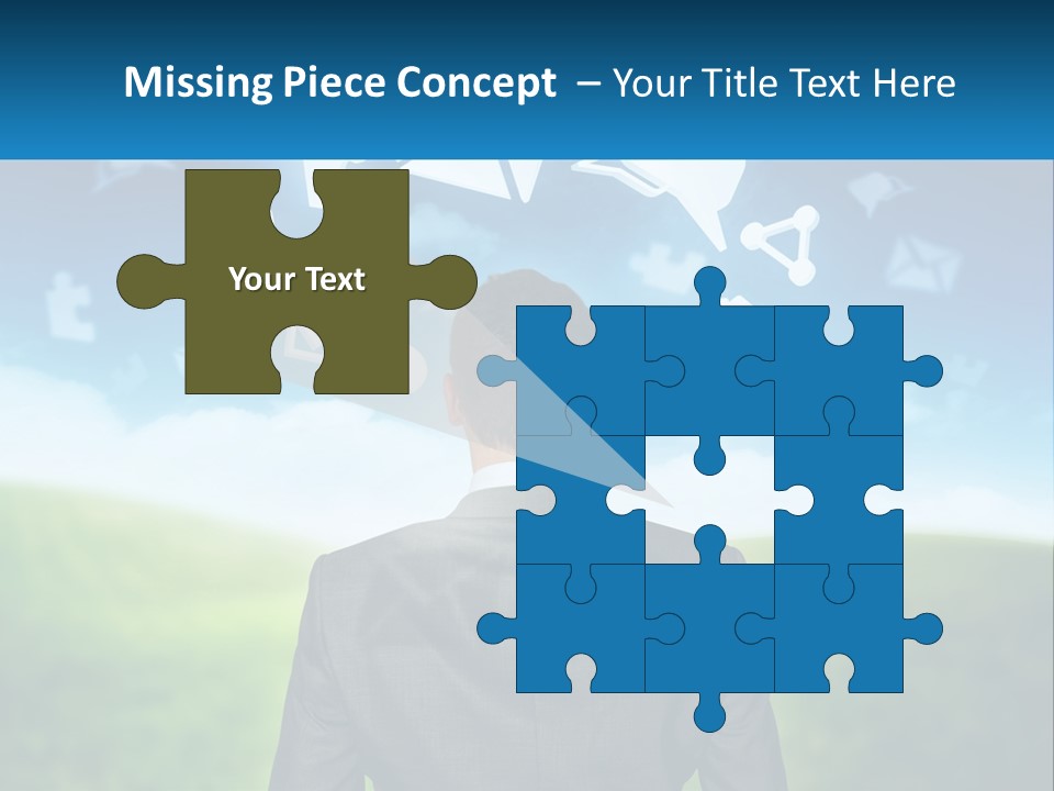 A Man In A Suit Looking At A Cloud Filled With Icons PowerPoint Template