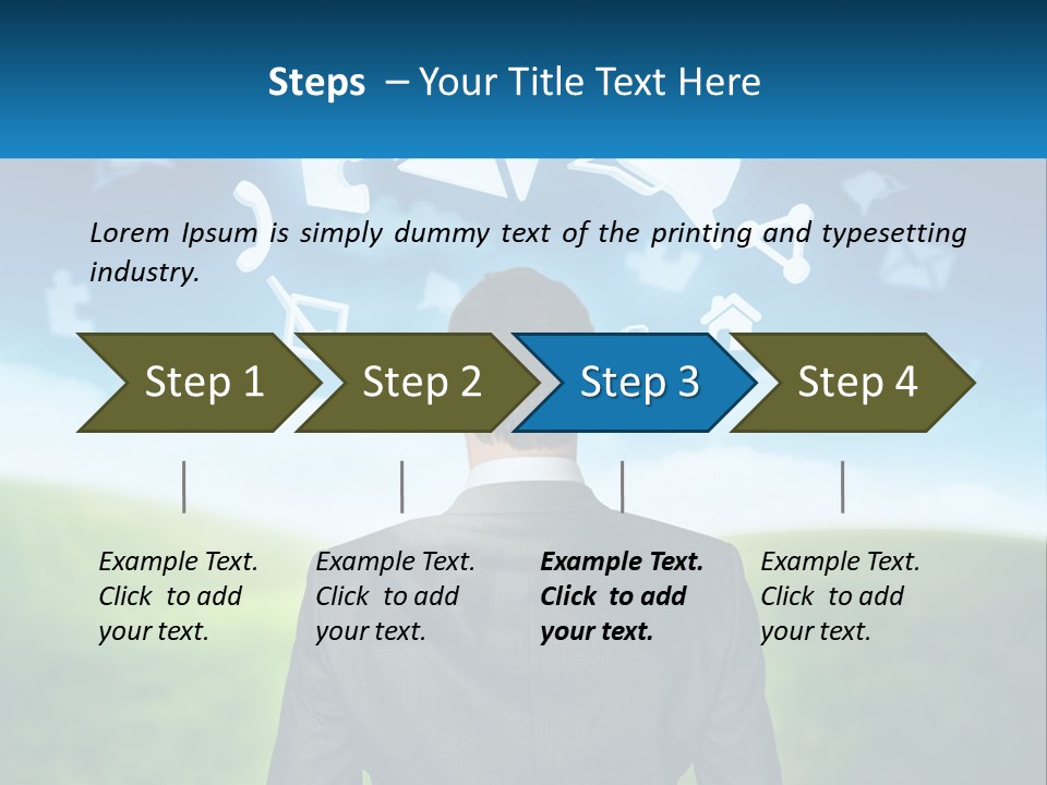 A Man In A Suit Looking At A Cloud Filled With Icons PowerPoint Template