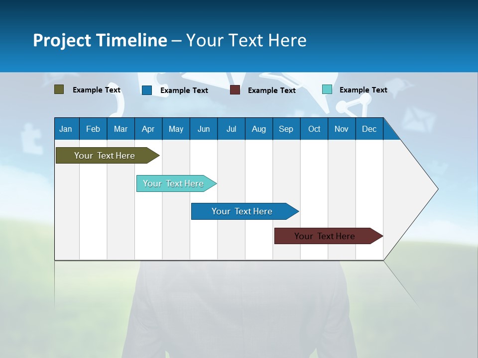 A Man In A Suit Looking At A Cloud Filled With Icons PowerPoint Template