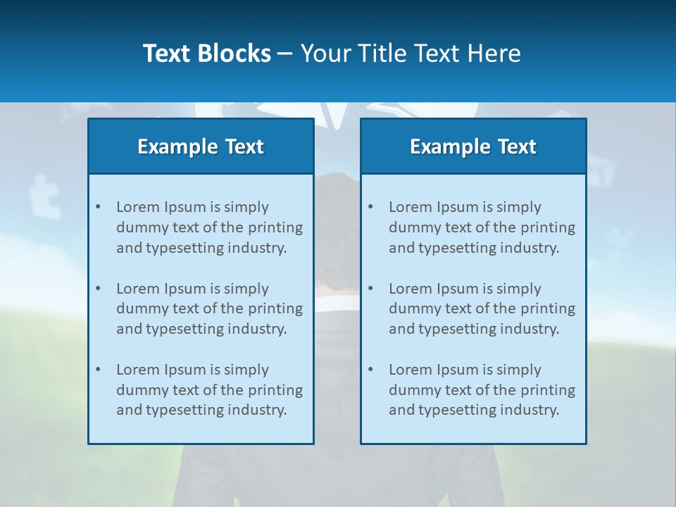 A Man In A Suit Looking At A Cloud Filled With Icons PowerPoint Template