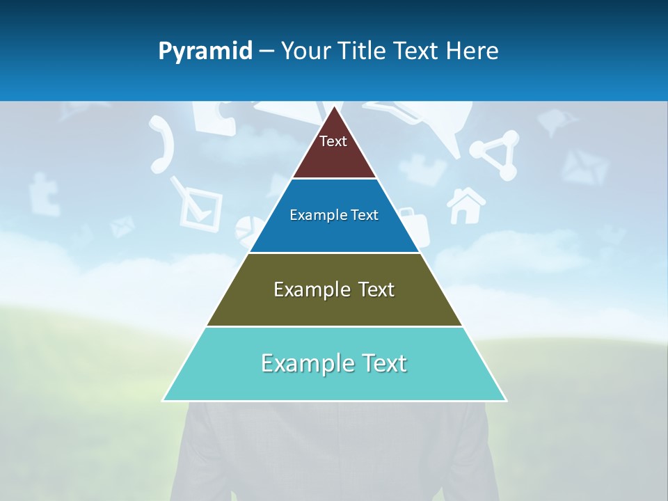 A Man In A Suit Looking At A Cloud Filled With Icons PowerPoint Template