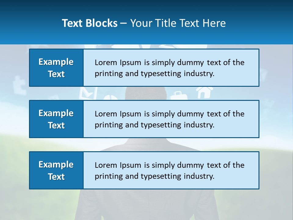 A Man In A Suit Looking At A Cloud Filled With Icons PowerPoint Template