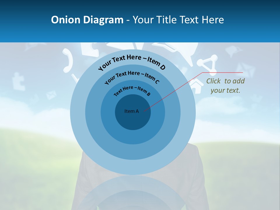 A Man In A Suit Looking At A Cloud Filled With Icons PowerPoint Template