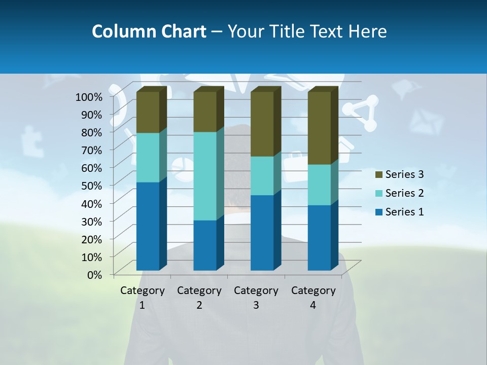 A Man In A Suit Looking At A Cloud Filled With Icons PowerPoint Template