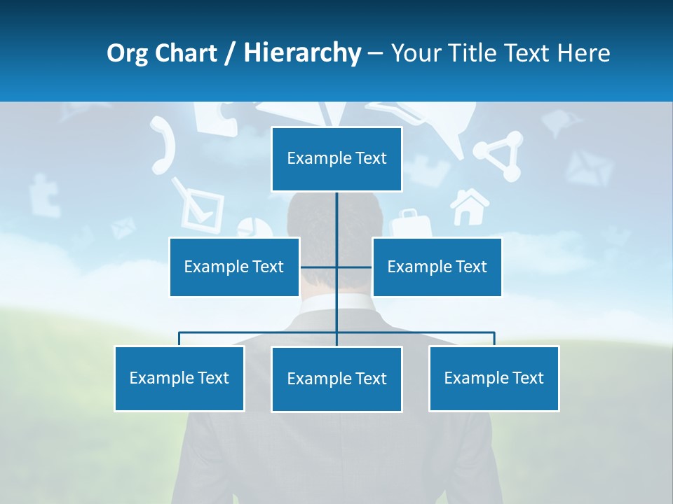 A Man In A Suit Looking At A Cloud Filled With Icons PowerPoint Template