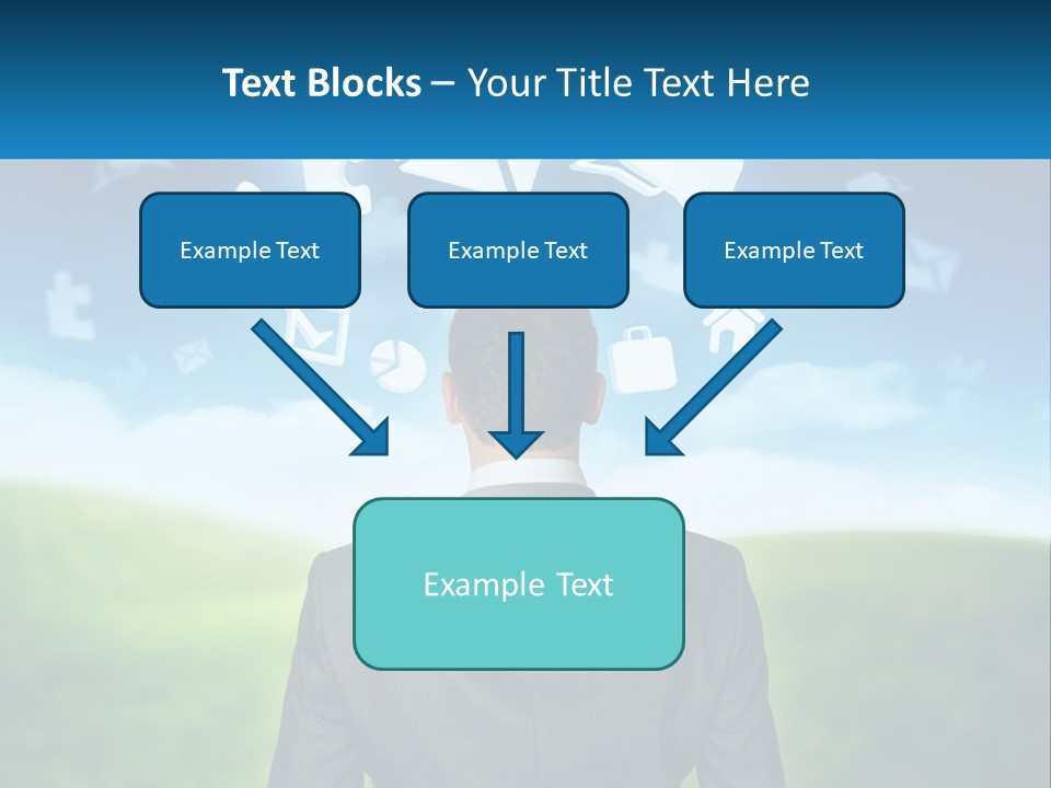 A Man In A Suit Looking At A Cloud Filled With Icons PowerPoint Template