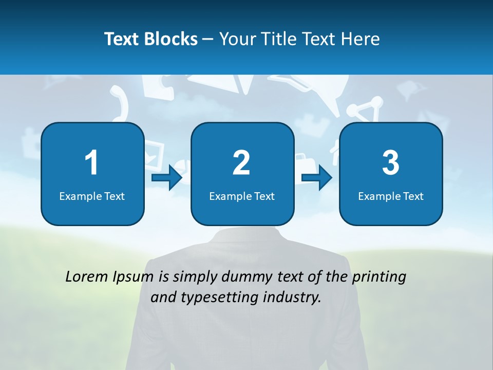 A Man In A Suit Looking At A Cloud Filled With Icons PowerPoint Template