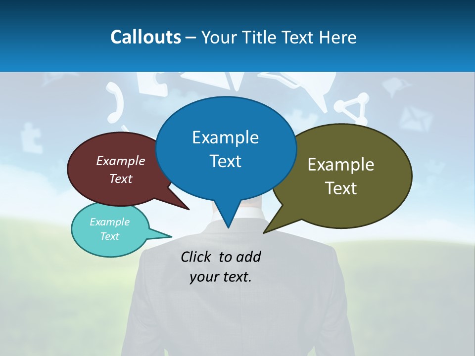 A Man In A Suit Looking At A Cloud Filled With Icons PowerPoint Template