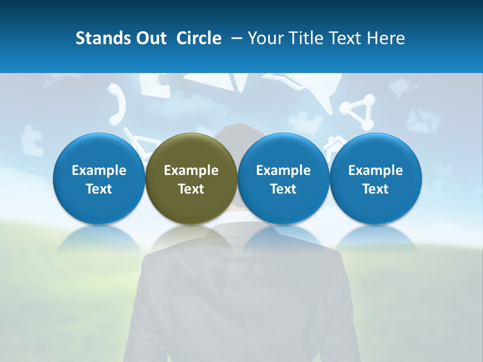 A Man In A Suit Looking At A Cloud Filled With Icons PowerPoint Template