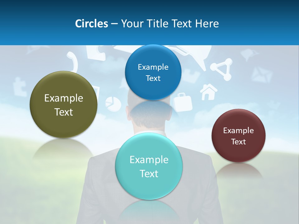 A Man In A Suit Looking At A Cloud Filled With Icons PowerPoint Template