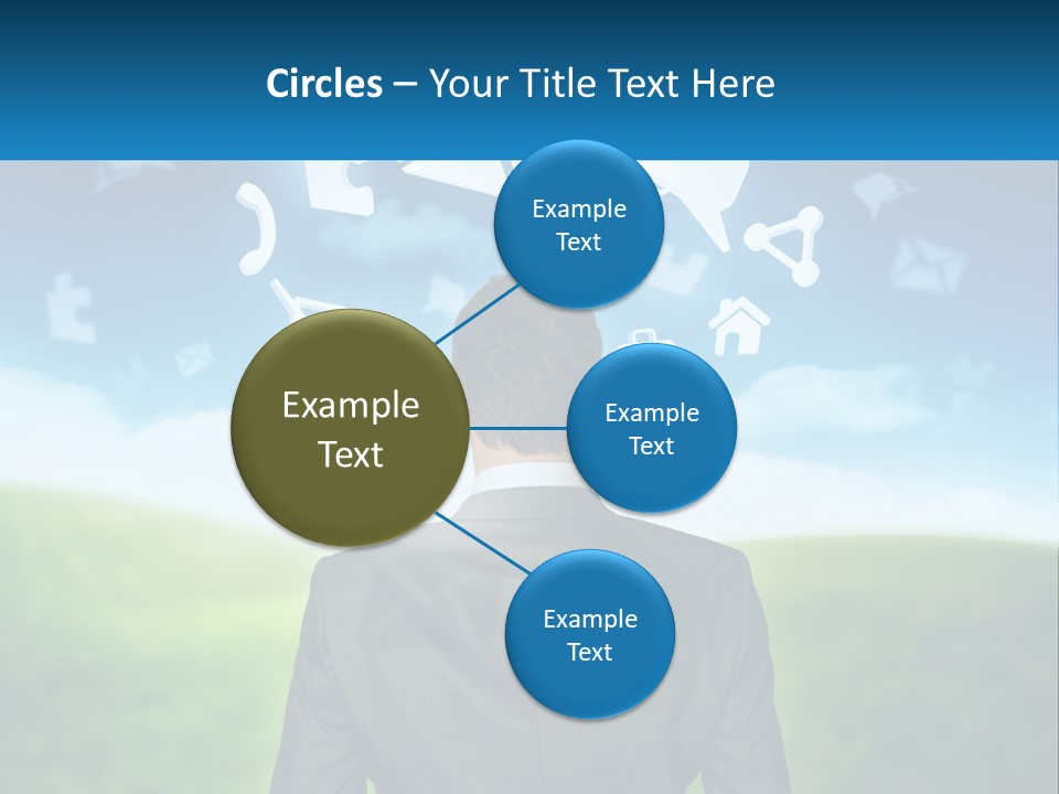 A Man In A Suit Looking At A Cloud Filled With Icons PowerPoint Template