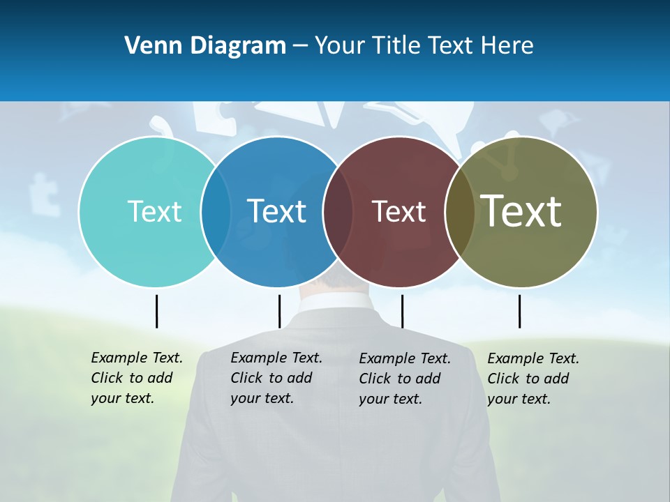 A Man In A Suit Looking At A Cloud Filled With Icons PowerPoint Template