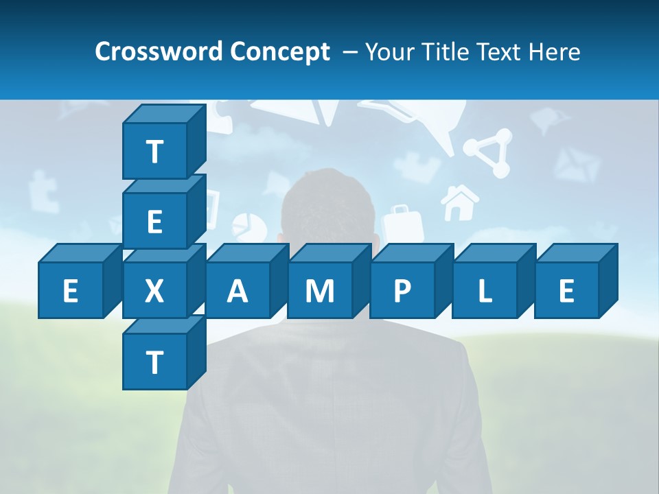 A Man In A Suit Looking At A Cloud Filled With Icons PowerPoint Template