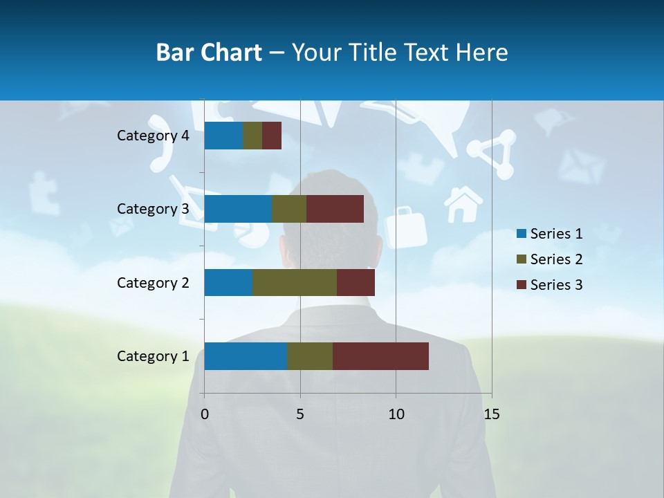 A Man In A Suit Looking At A Cloud Filled With Icons PowerPoint Template