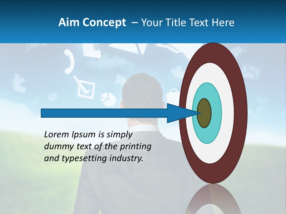 A Man In A Suit Looking At A Cloud Filled With Icons PowerPoint Template