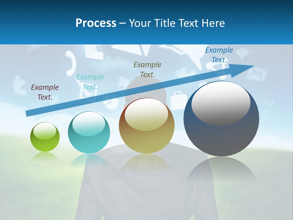 A Man In A Suit Looking At A Cloud Filled With Icons PowerPoint Template