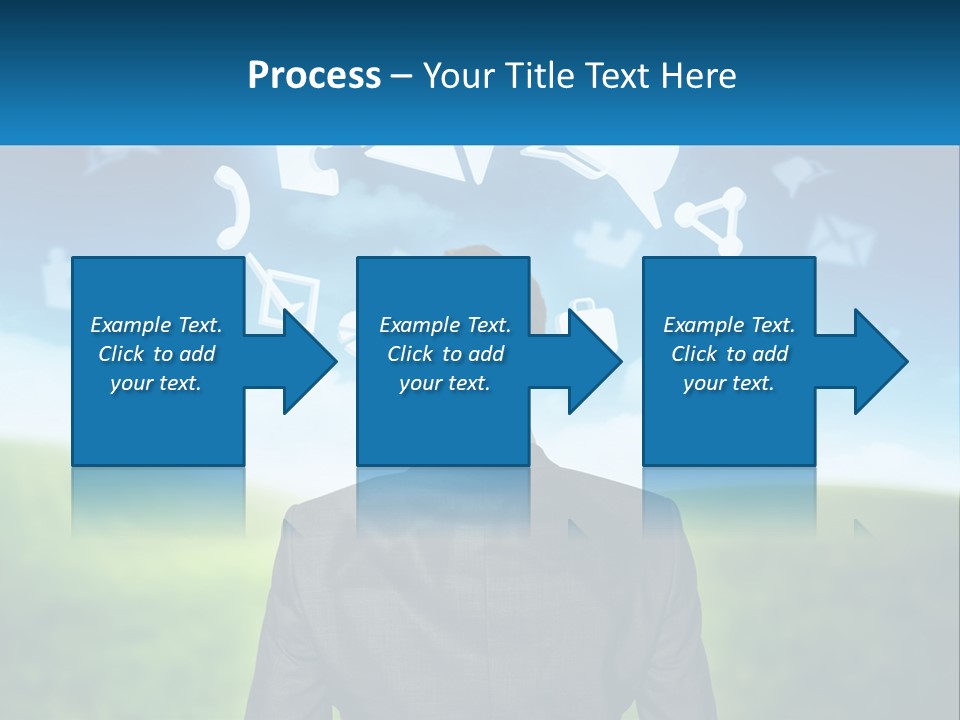 A Man In A Suit Looking At A Cloud Filled With Icons PowerPoint Template