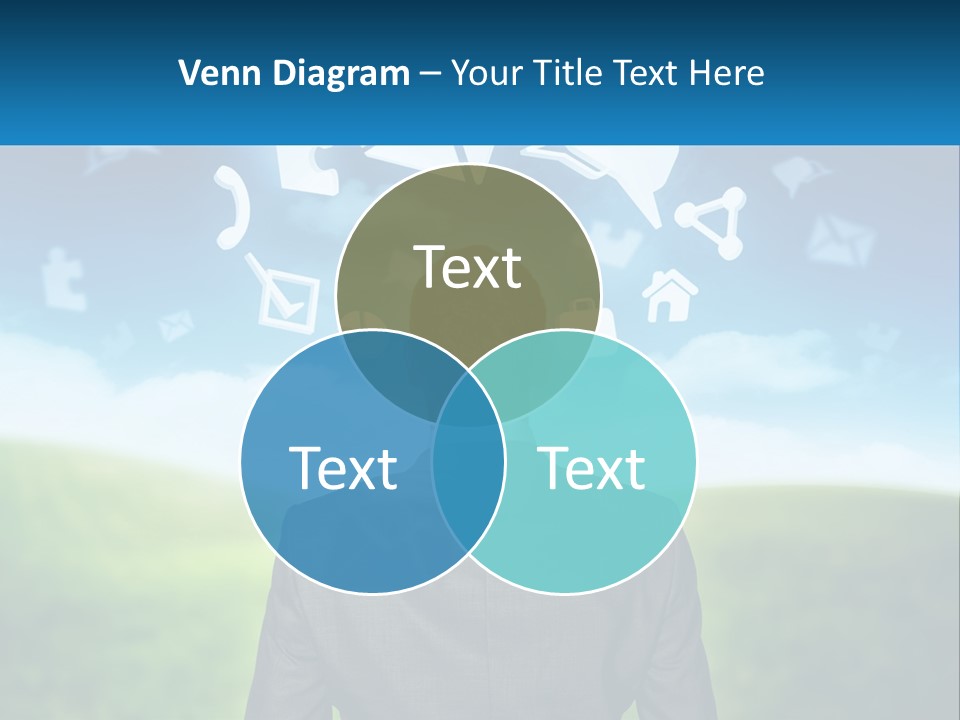 A Man In A Suit Looking At A Cloud Filled With Icons PowerPoint Template