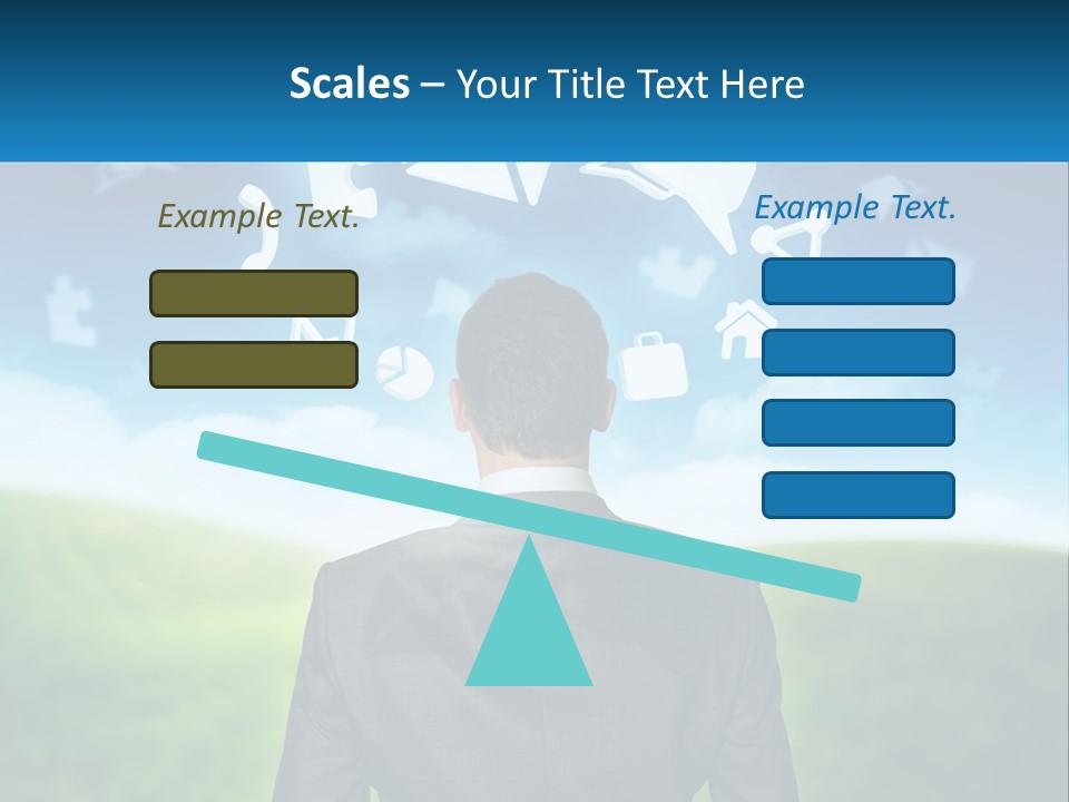 A Man In A Suit Looking At A Cloud Filled With Icons PowerPoint Template
