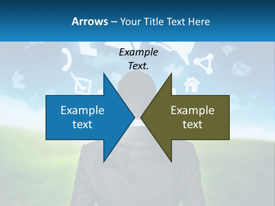 A Man In A Suit Looking At A Cloud Filled With Icons PowerPoint Template