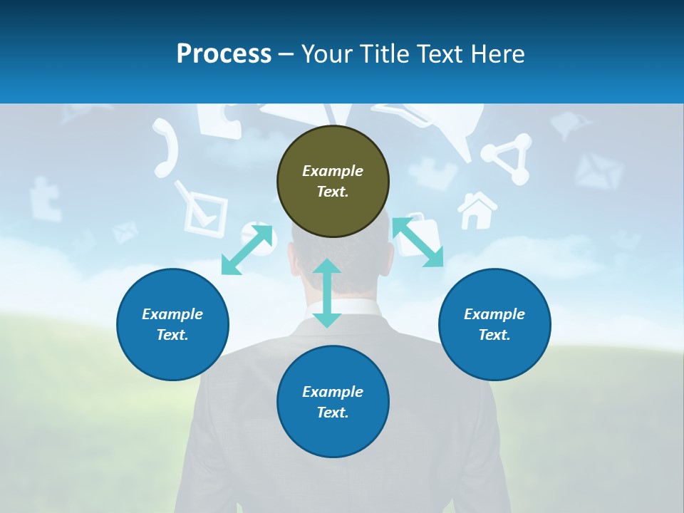 A Man In A Suit Looking At A Cloud Filled With Icons PowerPoint Template