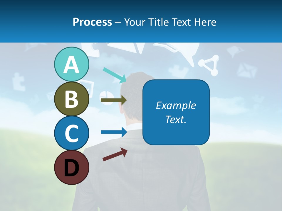 A Man In A Suit Looking At A Cloud Filled With Icons PowerPoint Template